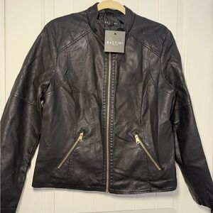 Baccini Women's faux Leather Jacket with Gold hardware